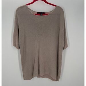 Linda Allard Ellen Tracy Knit Short Sleeve Sweater Top Taupe Size 2X New